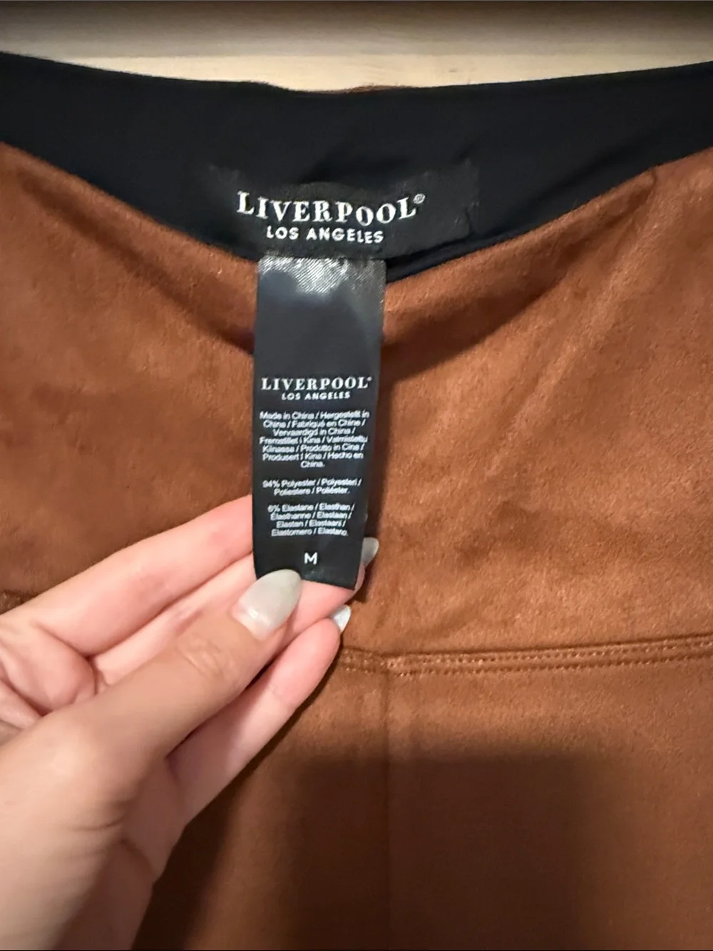 Liverpool Brown High-Rise Boot Cut Suede-Look Pants